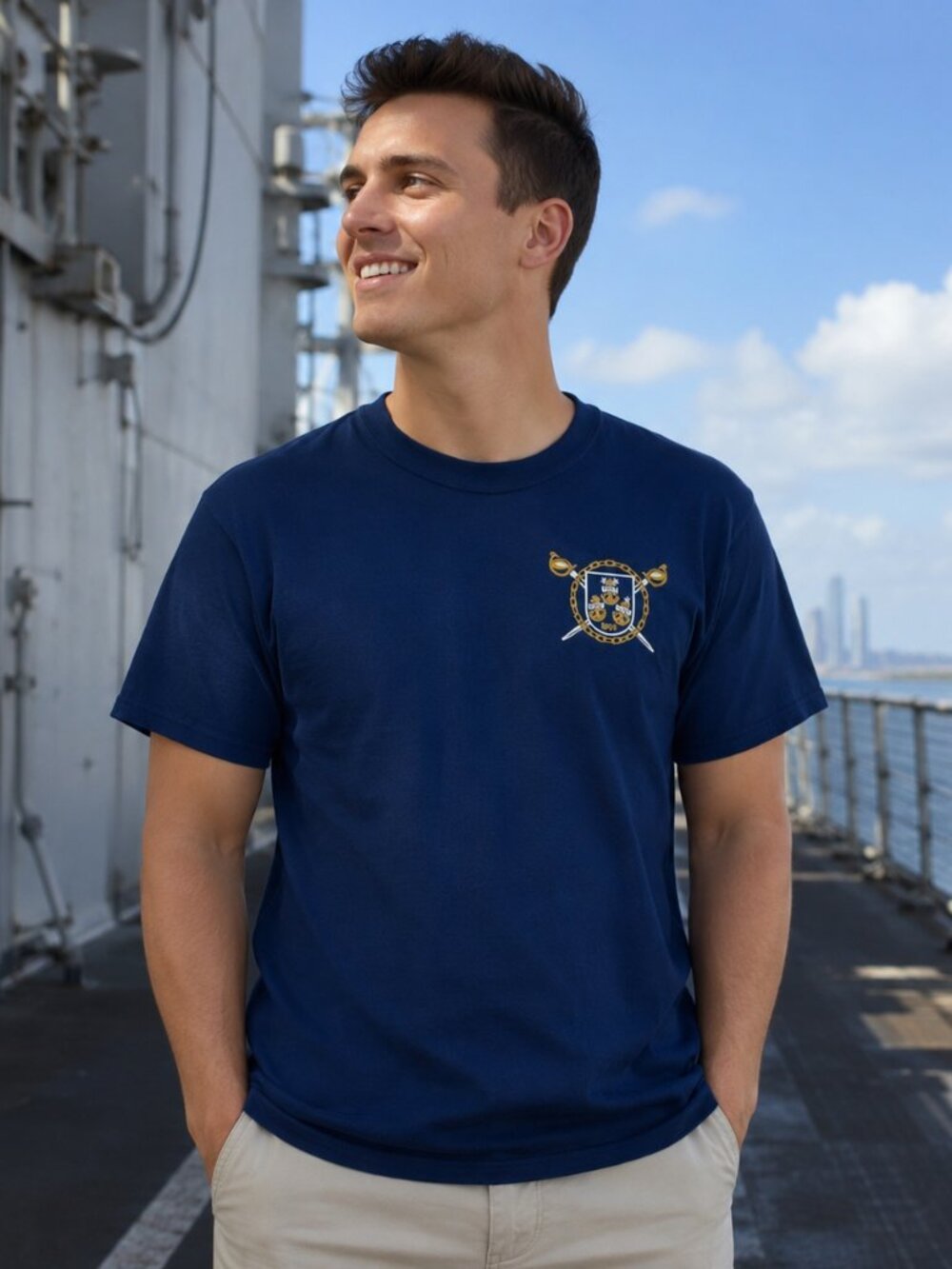 U.S Navy Chief Vintage T-shirt "Dont Tread" 100% Navy Blue Cotton Size L‎